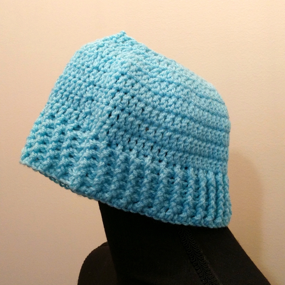 Homemade Women’s Crochet Ponytail Hat Blue